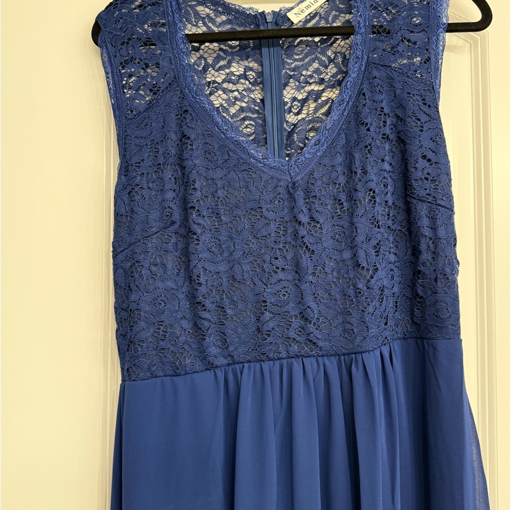 Elegant Blue Lace Maxi Dress